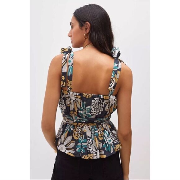 NEW Anthropologie Forever That Girl Sweetheart Ruched Floral Peplum Cami X-Large - Picture 3 of 3